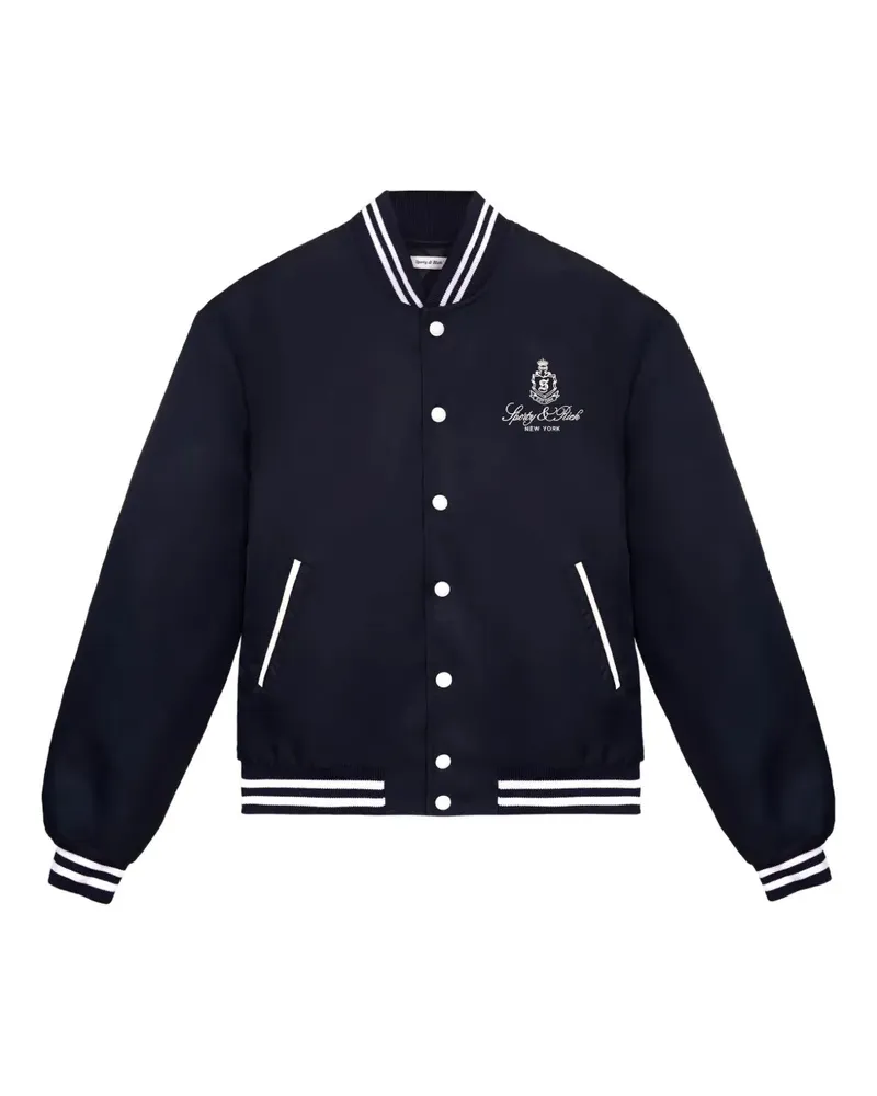 SPORTY & RICH Bestickte Collegejacke - Blau Blau
