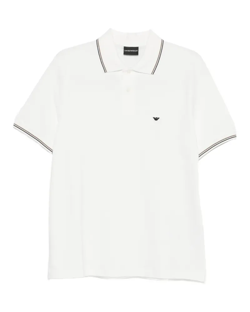 Emporio Armani Poloshirt mit Streifendetail - Weiß Weiß