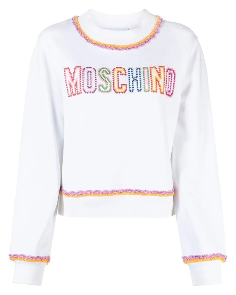 Moschino Sweatshirt mit Makramee-Borten - Weiß Weiß