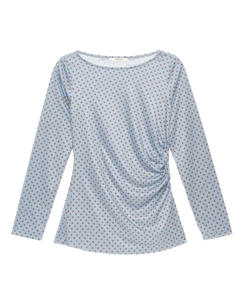 Maliparmi Gerafftes T-Shirt mit Mikro-Print - Blau Blau
