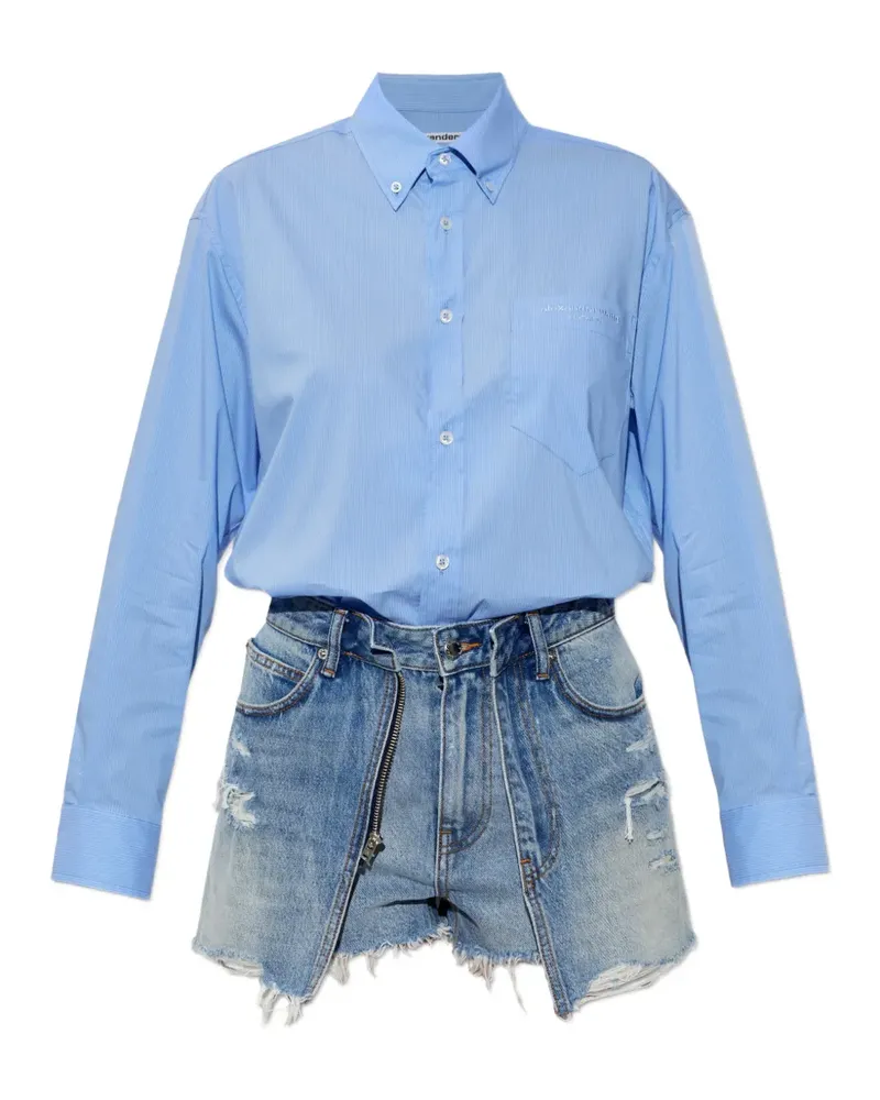Alexander Wang distressed denim playsuit - Blau Blau