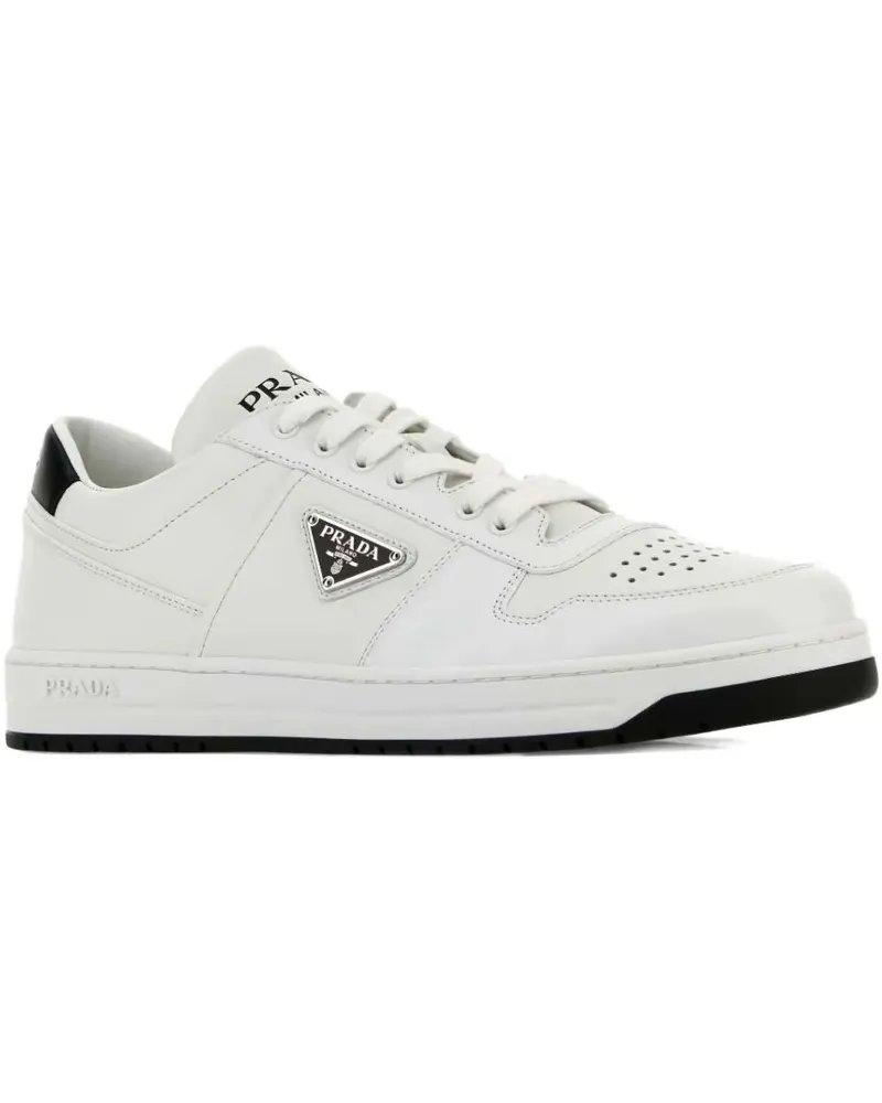 Prada leather logo-plaque sneakers - Weiß Weiß