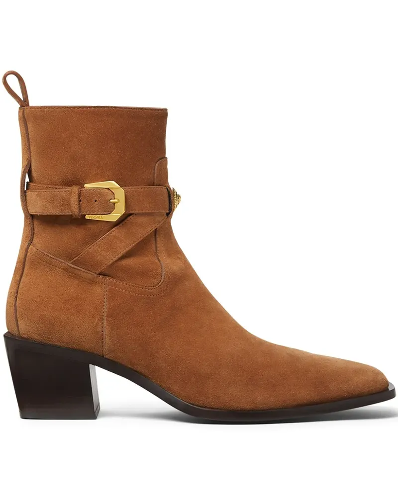 Versace Stiefeletten mit Blockabsatz 70mm Braun