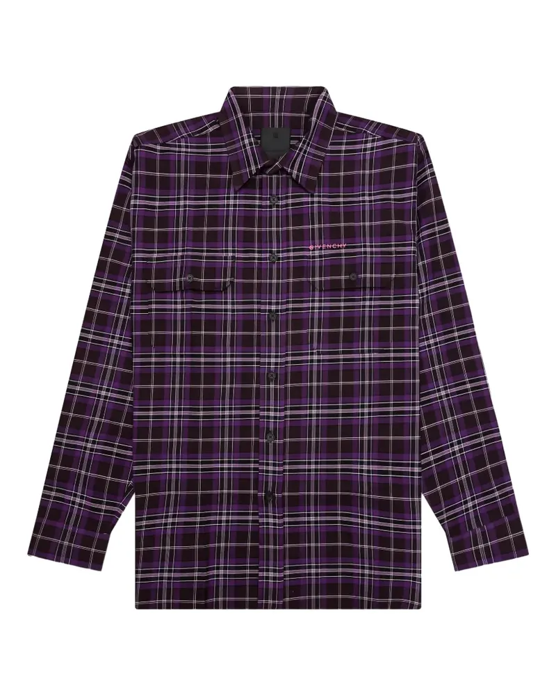 Givenchy Kariertes Hemd mit Logo-Stickerei - Violett Violett