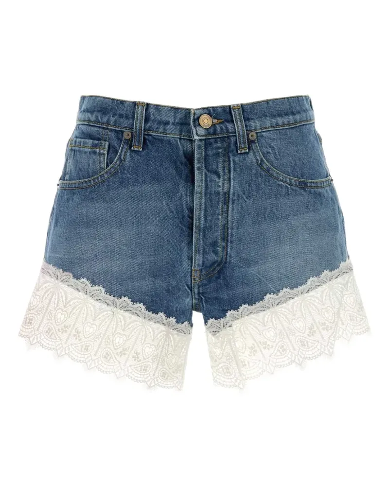 Alanui Romance Jeans-Shorts mit Spitzenbesatz - Blau Blau