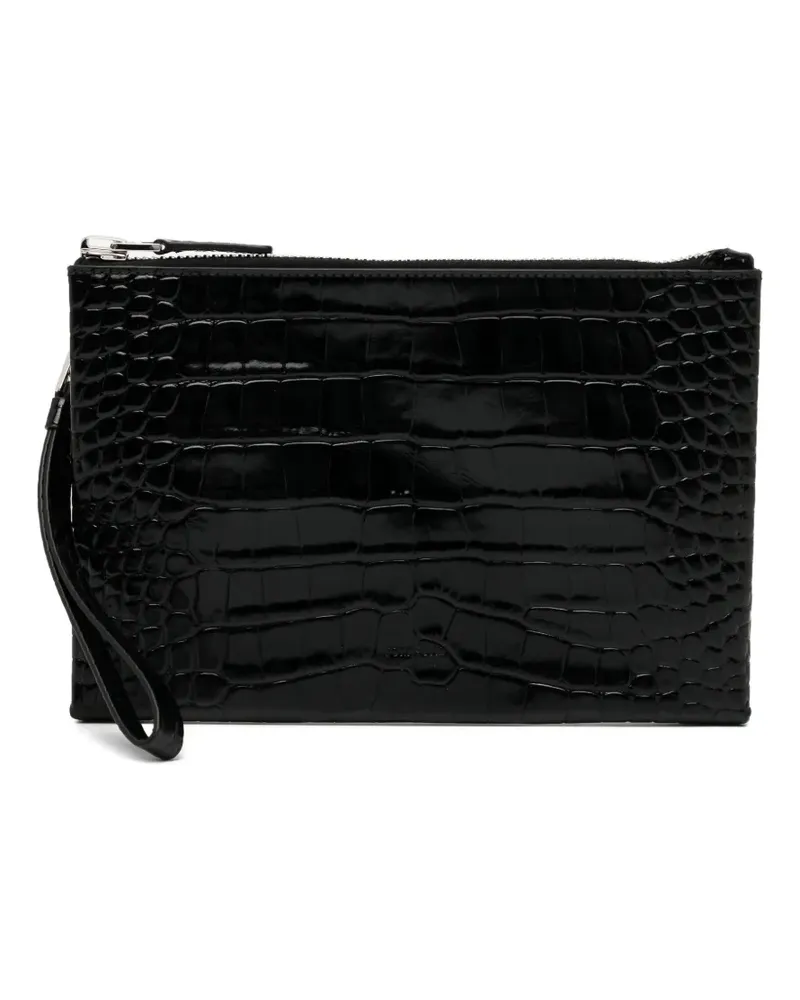Tom Ford crocodile-effect zip clutch bag - Schwarz Schwarz