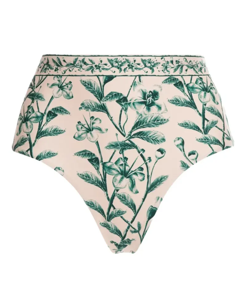 AGUA BENDITA Hoch geschnittenes Bikinihöschen mit Blumen-Print - Nude Nude