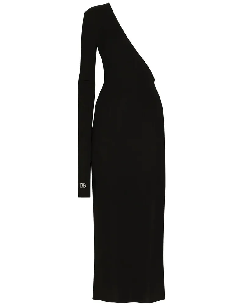 Dolce & Gabbana Einschultriges Midikleid mit abnehmbarem Ärmel - Schwarz Schwarz