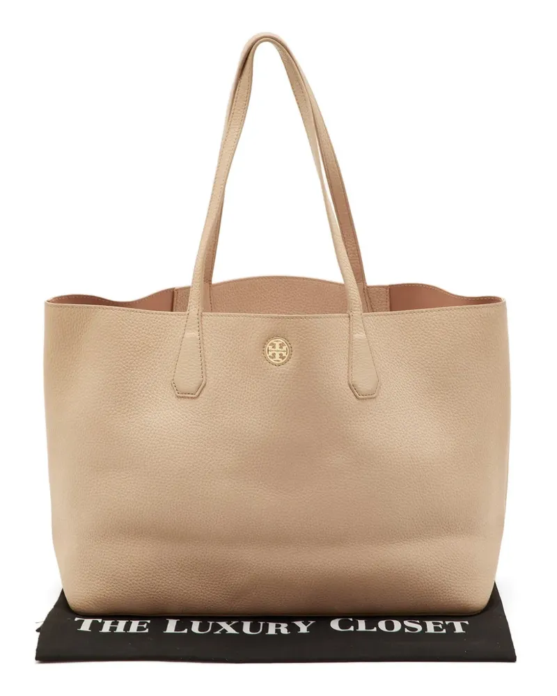 Tory Burch medium Perry logo shopper tote bag - Nude Nude