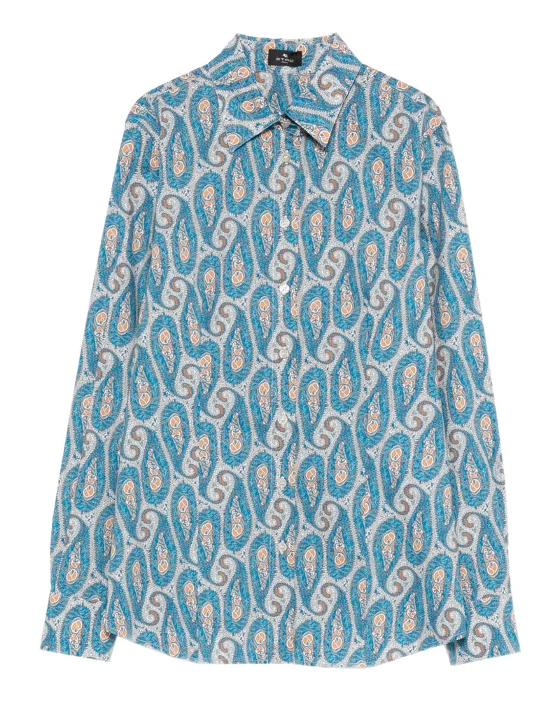 Etro Hemd mit Paisley-Kragen - Blau Blau