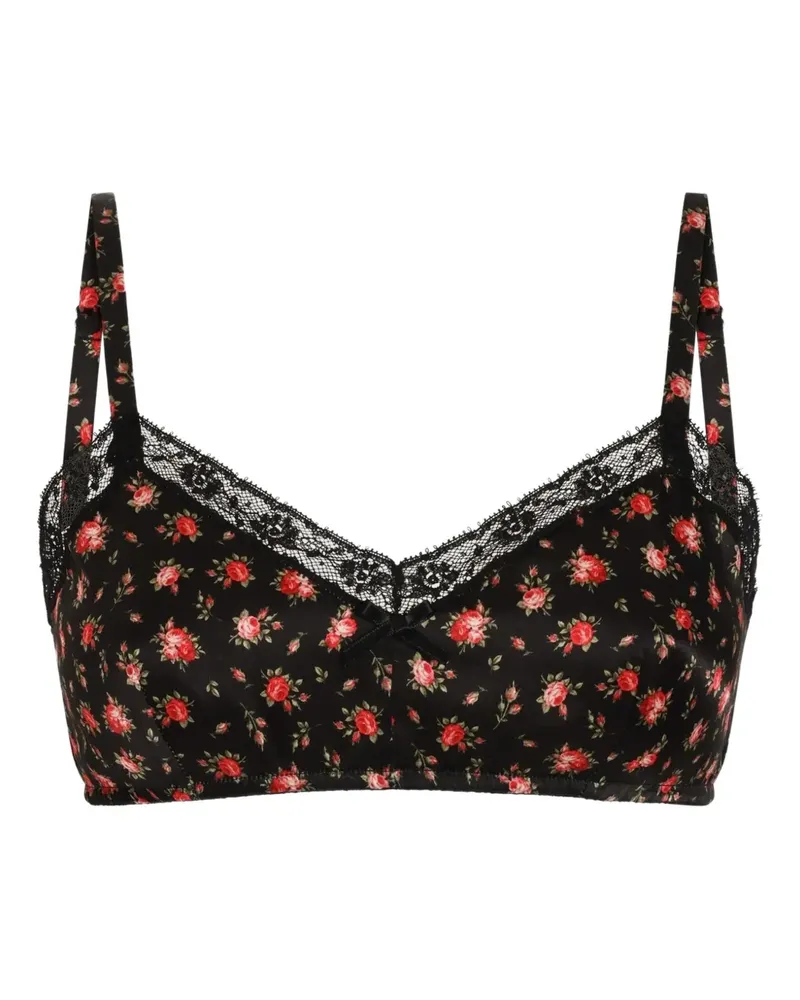 Dolce & Gabbana Spitzen-BH mit Blumen-Print - Schwarz Schwarz