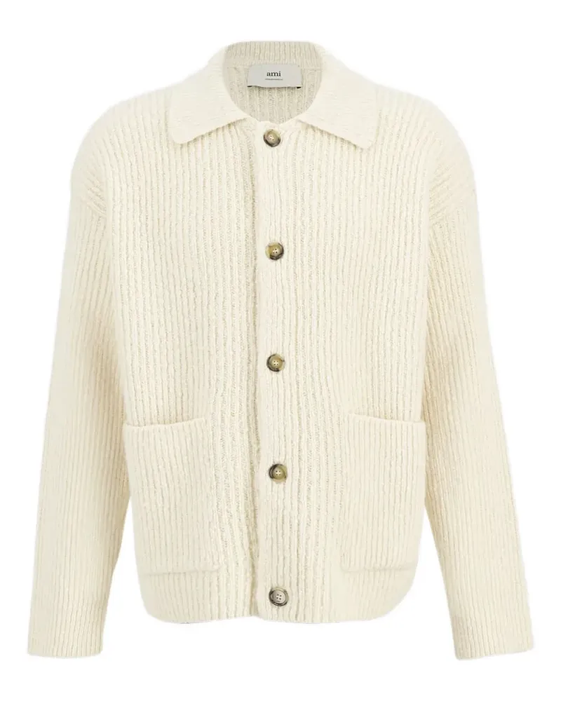 AMI Paris ribbed collar cardigan - Nude Nude