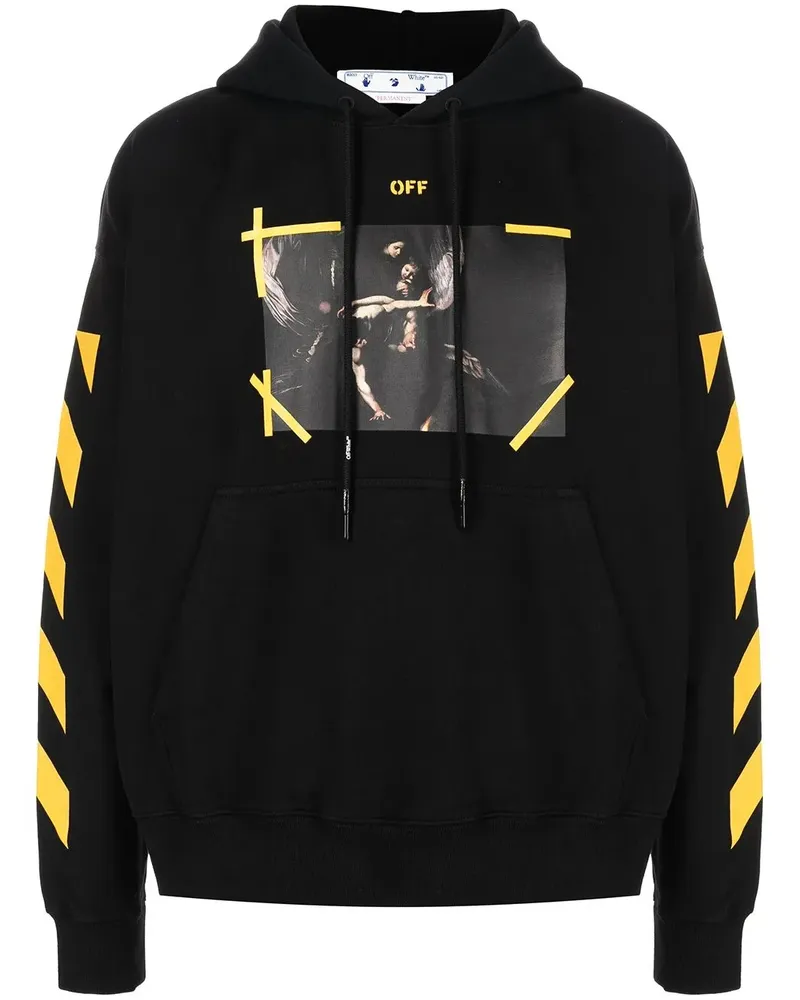 OFF-WHITE Hoodie aus Baumwolle mit Caravaggio-Print - BLACK WHITE Black