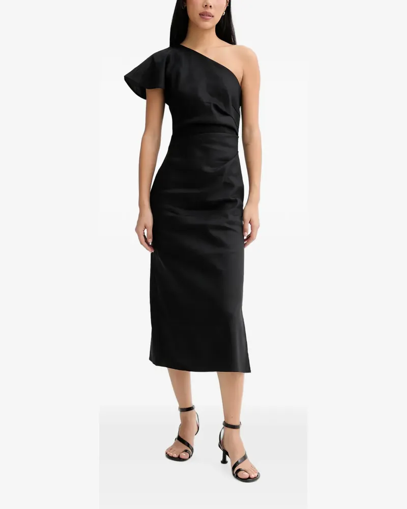 Marc O'Polo one-shoulder ruffled MIDI dress - Schwarz Schwarz
