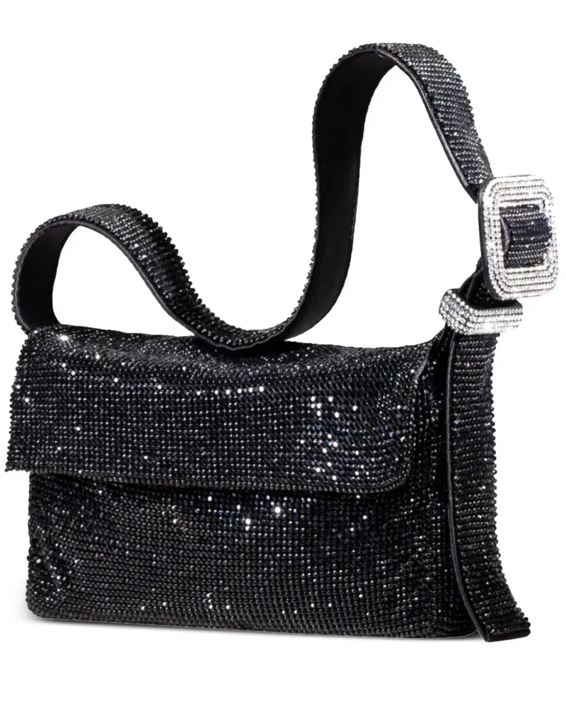 Benedetta Bruzziches Schultertasche mit Kristallschnalle - Schwarz Schwarz