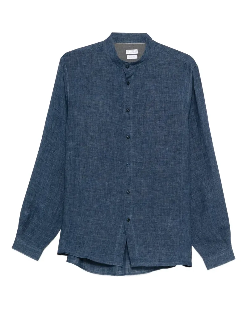 Brunello Cucinelli Hemd mit Stehkragen - Blau Blau