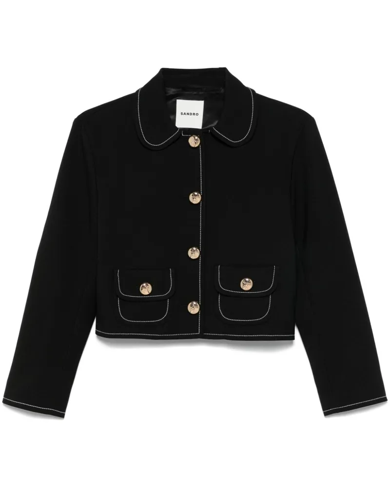 Sandro Jeansjacke mit Kontrastnähten - Schwarz Schwarz