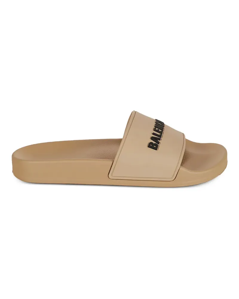 Balenciaga logo-print slide sandals - Nude Nude
