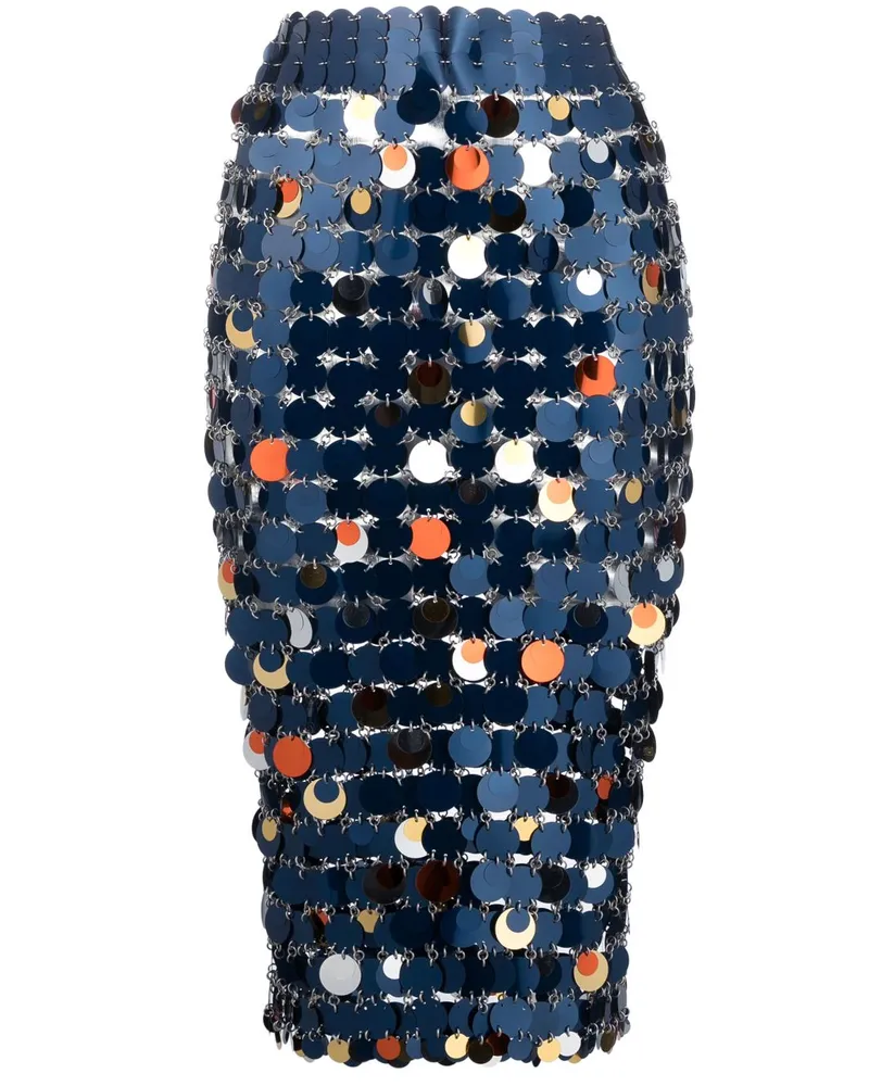 Paco Rabanne Midirock mit Pailletten - Blau Blau