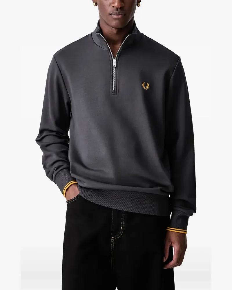 Fred Perry quarter-zip embroidered-logo sweater - Grau Grau