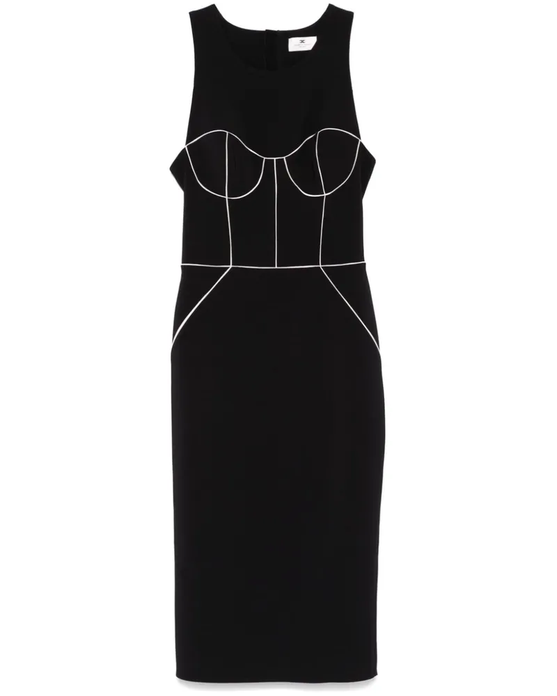 Elisabetta Franchi Midikleid mit Kontrastpaspeln - Nude Nude