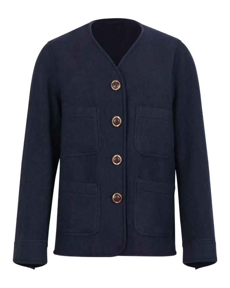 Fortela Geknöpfte Jacke mit aufgesetzten Taschen - Blau Blau