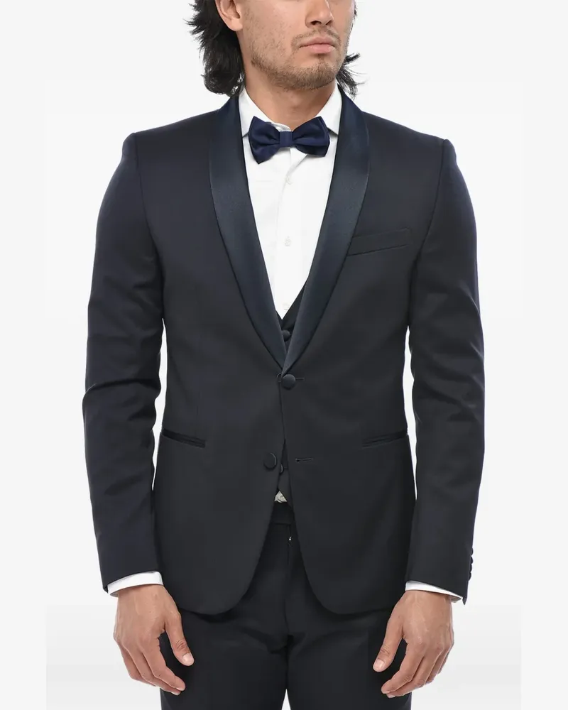 Corneliani satin shawl-lapel three-piece suit (set of three) - Blau Blau