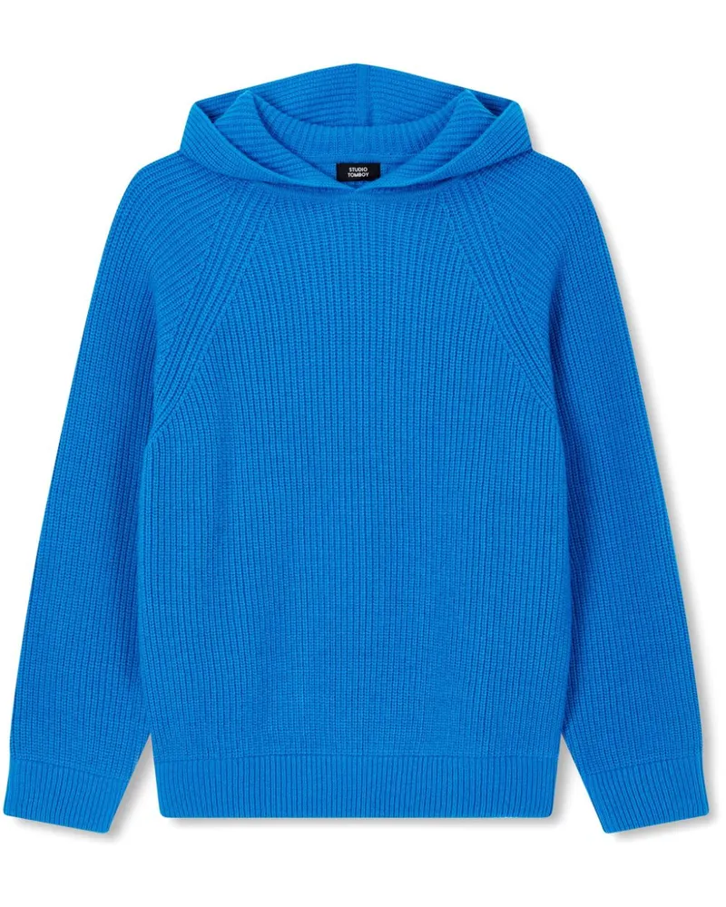 STUDIO TOMBOY Gestrickter Hoodie mit Intarsien-Logo - Blau Blau