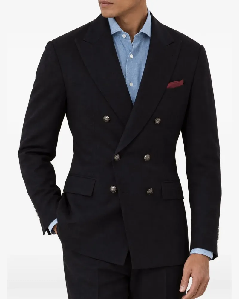 Brunello Cucinelli double-breasted peak-lapel suit - Schwarz Schwarz