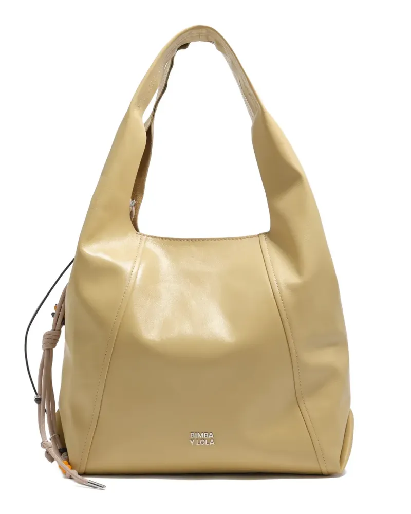 BIMBA Y LOLA Große Paper Schultertasche mit Kordelzug - Nude Nude