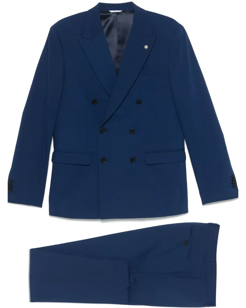 Manuel Ritz Doppelreihiger Anzug - Blau Blau