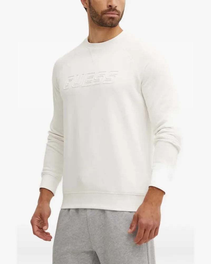 Guess logo-embossed raglan-sleeve sweatshirt - Weiß Weiß