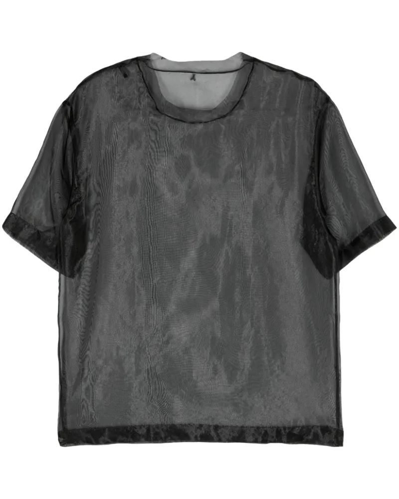 Patrizia Pepe Transparentes Organza-T-Shirt Schwarz