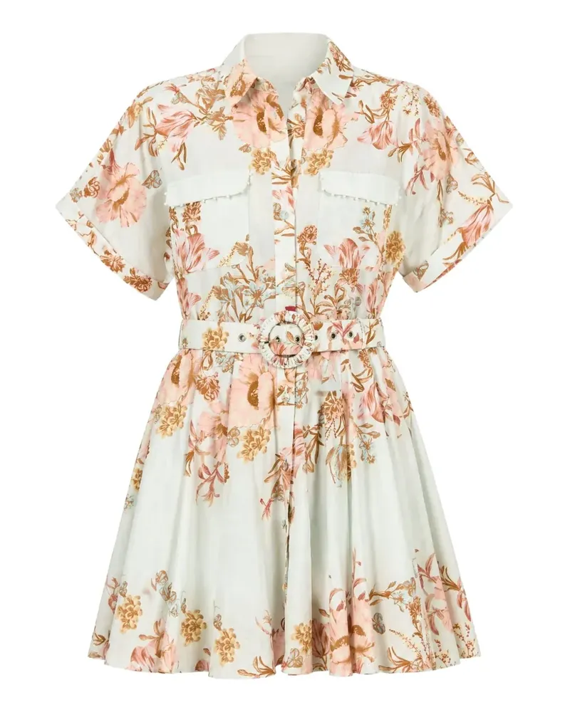 Hemant & Nandita Ezra floral-print belted mini dress - Blau Blau
