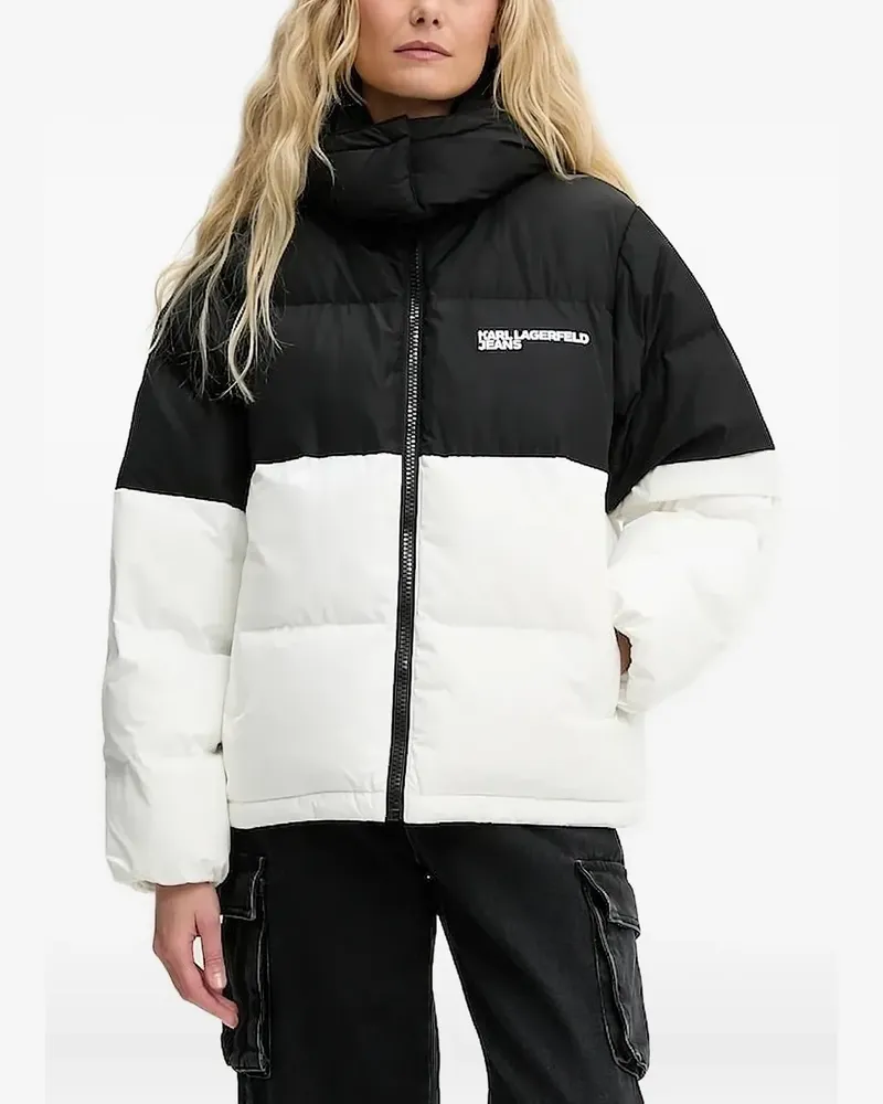 Karl Lagerfeld Steppjacke in Colour-Block-Optik - Schwarz Schwarz