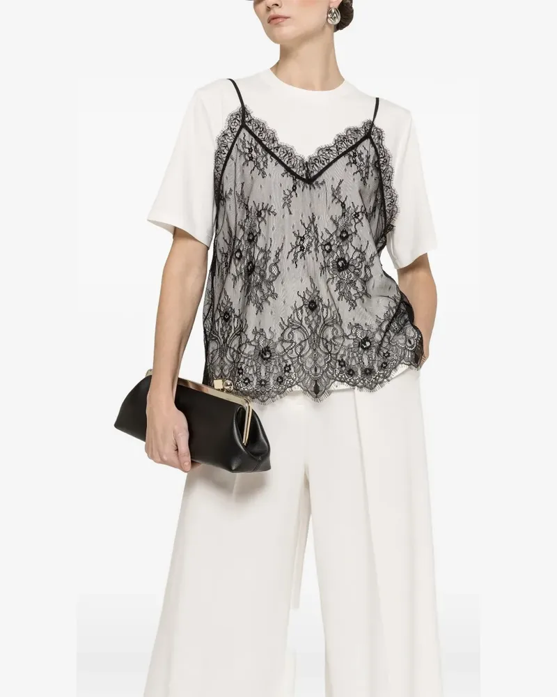 NISSA lace-panel T-shirt - Weiß Weiß