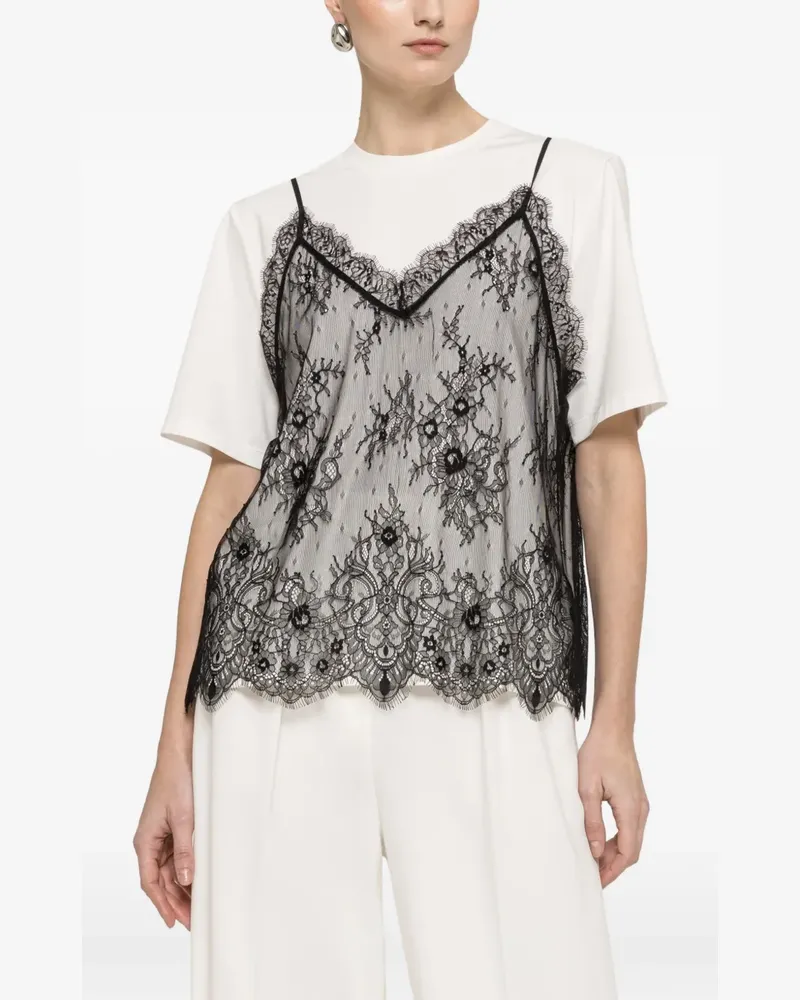 NISSA T-Shirt mit Spitzeneinsatz - Weiß Weiß