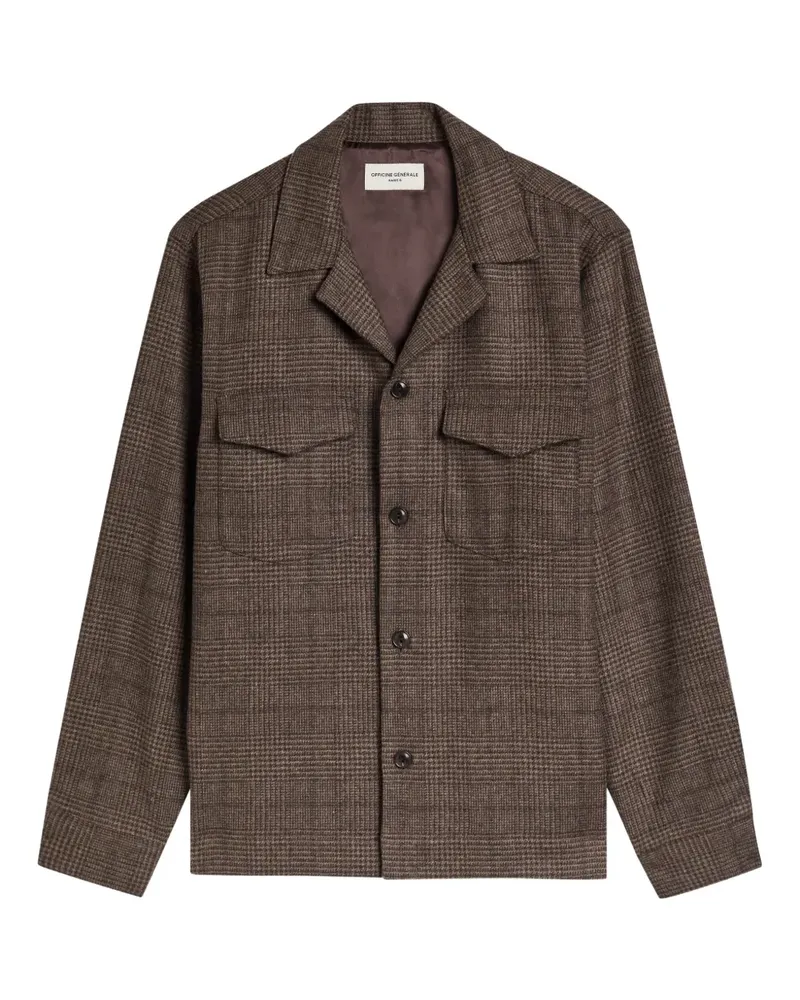 Officine Generale Judas flap-pocket check shirt - Braun Braun