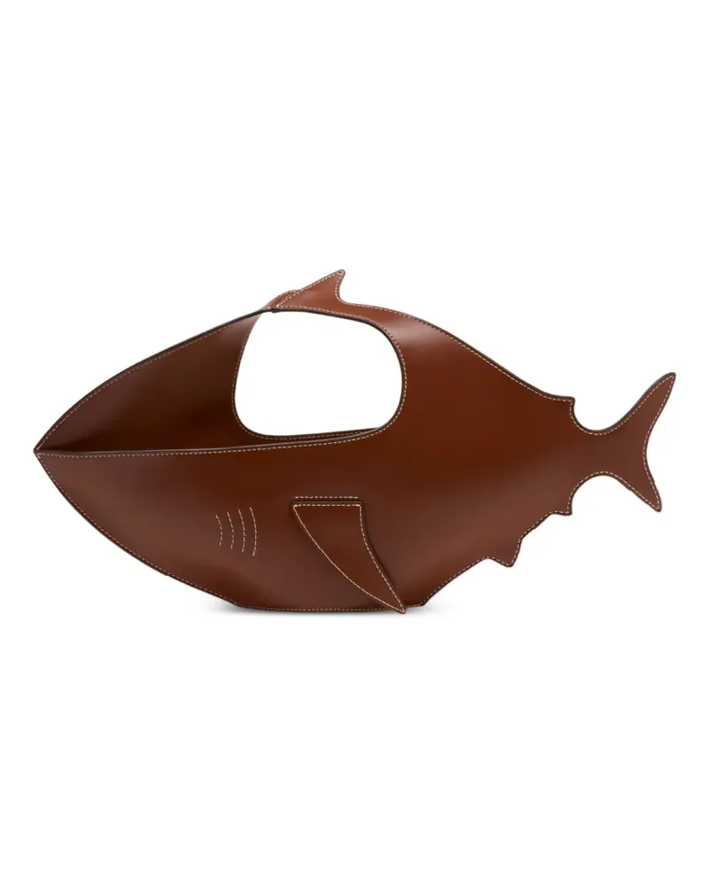 STAUD Shark leather tote bag - Braun Braun