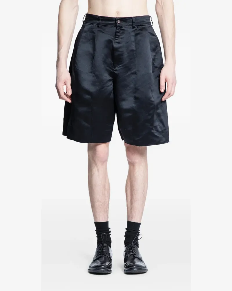Comme des Garçons Bundfaltenshorts in Satinoptik - Schwarz Schwarz