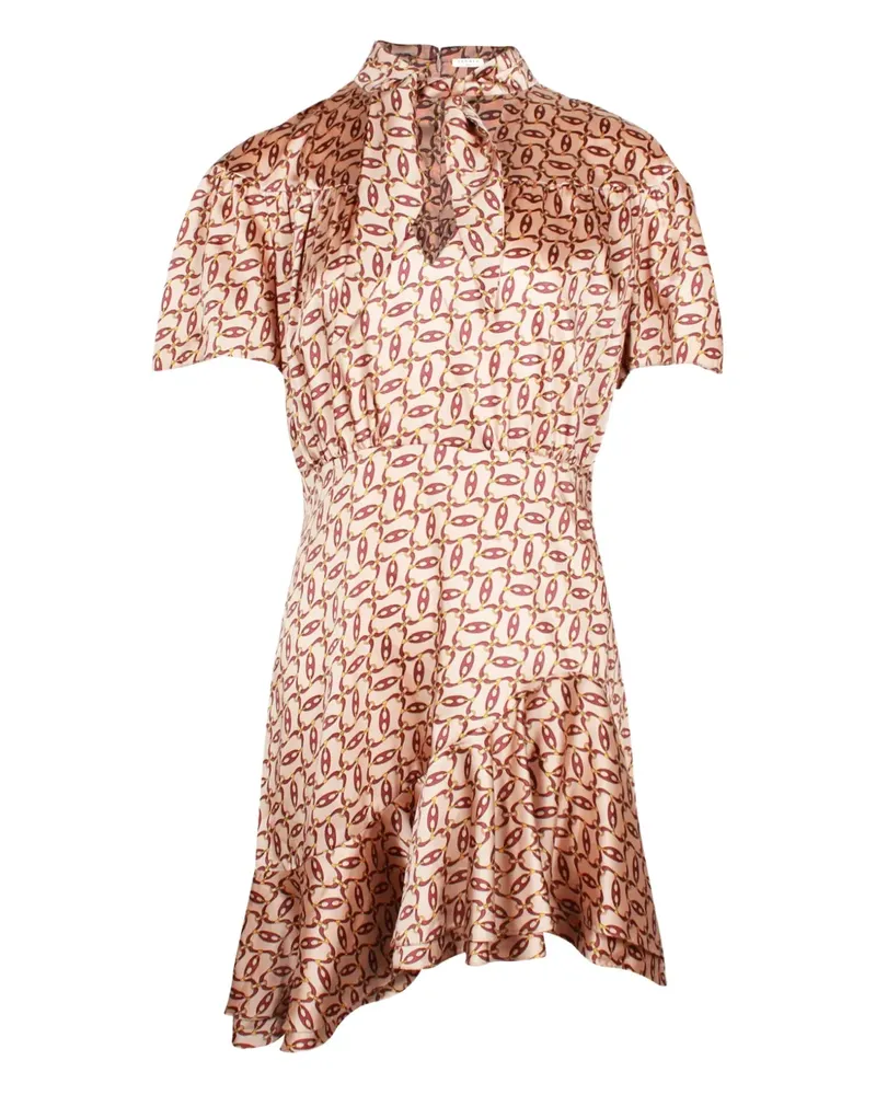 Sandro chain-print asymmetric-hem dress - Nude Nude