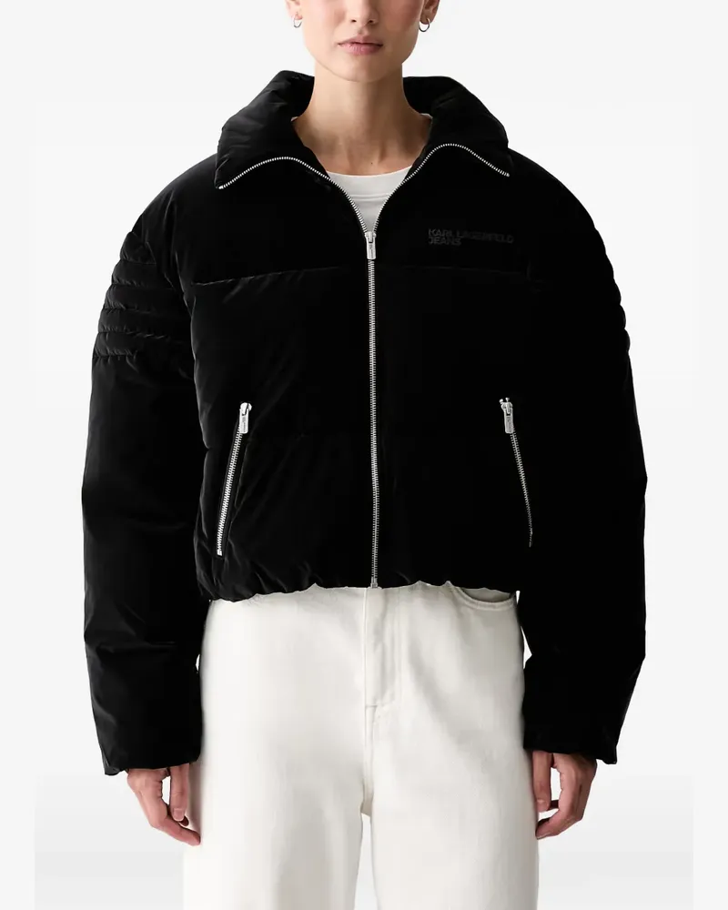 Karl Lagerfeld Gefütterte Daos Jacke in Samtoptik - Schwarz Schwarz