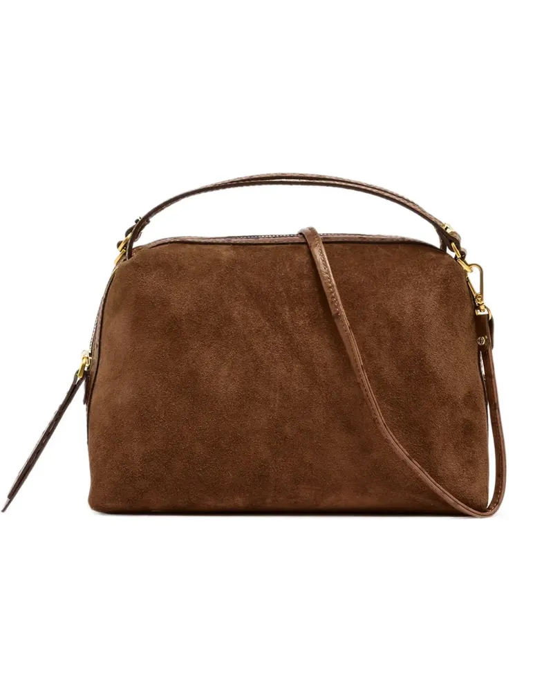 Gianni Chiarini medium Alifa suede ostrich-effect shoulder bag - Braun Braun