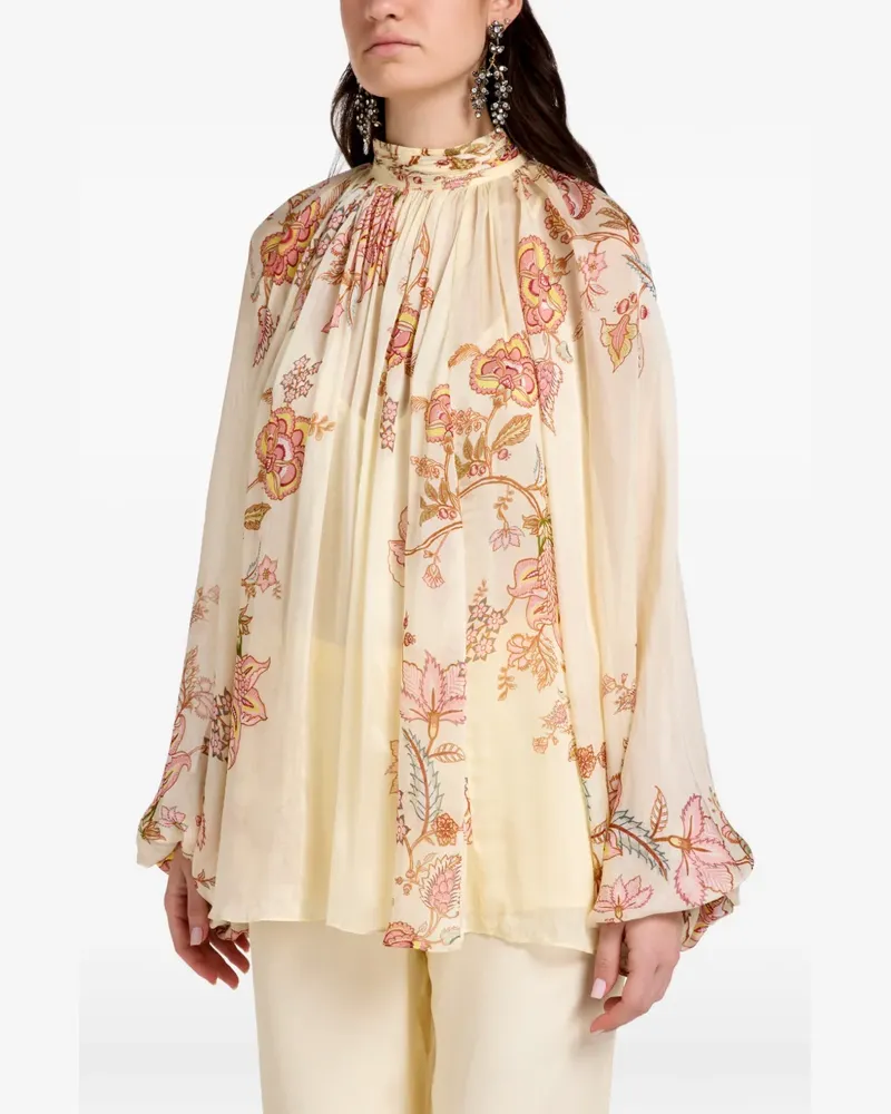 Hemant & Nandita Bluse mit Blumen-Print - Nude Nude
