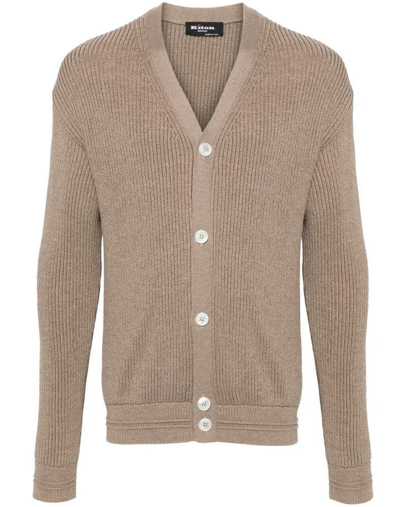 Kiton Gerippter Cardigan - Braun Braun