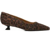 Kitten-Heel-Pumps mit Leoparden-Print 30mm - Braun