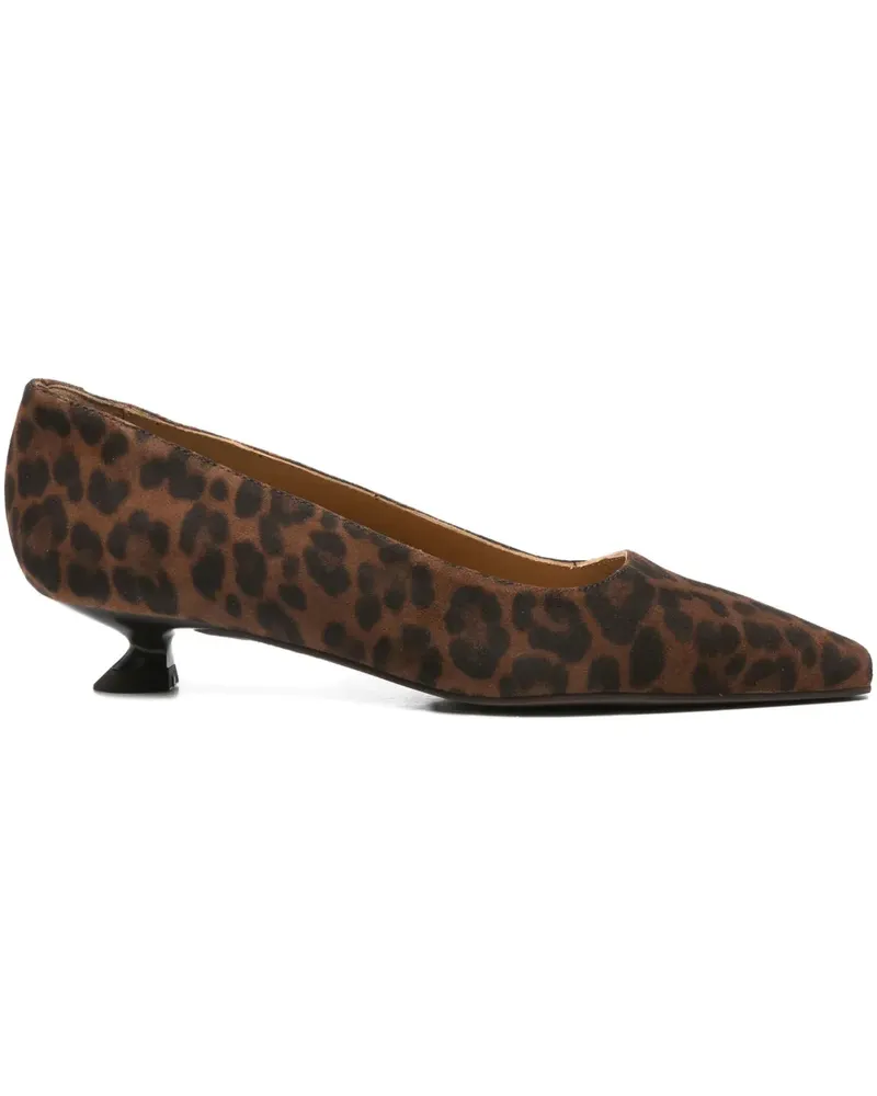 Pedro Miralles Kitten-Heel-Pumps mit Leoparden-Print 30mm - Braun Braun