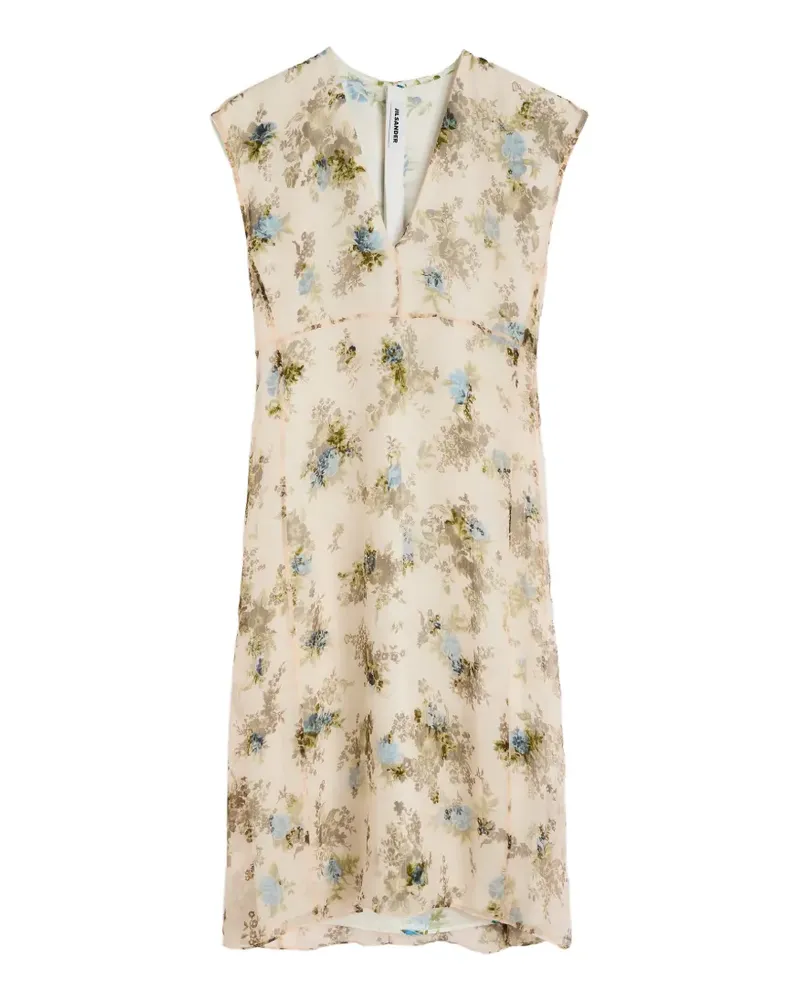 Jil Sander Seidenkleid mit Blumenprint - Nude Nude