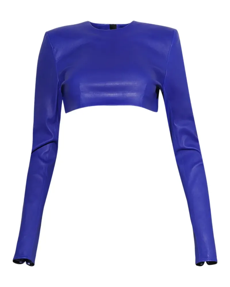 LaQuan Smith long-sleeve cropped shirt - Blau Blau