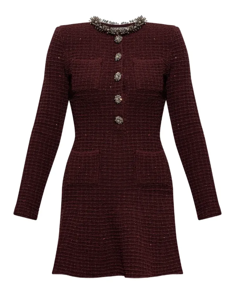 Self-Portrait embellished boucle mini dress - Rot Rot